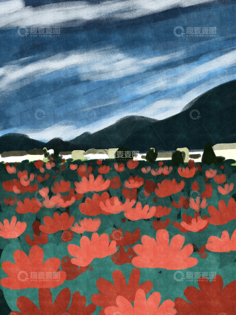 高清大图下载【趣麦麦图】原创治愈插画作品素材大暑时节荷塘