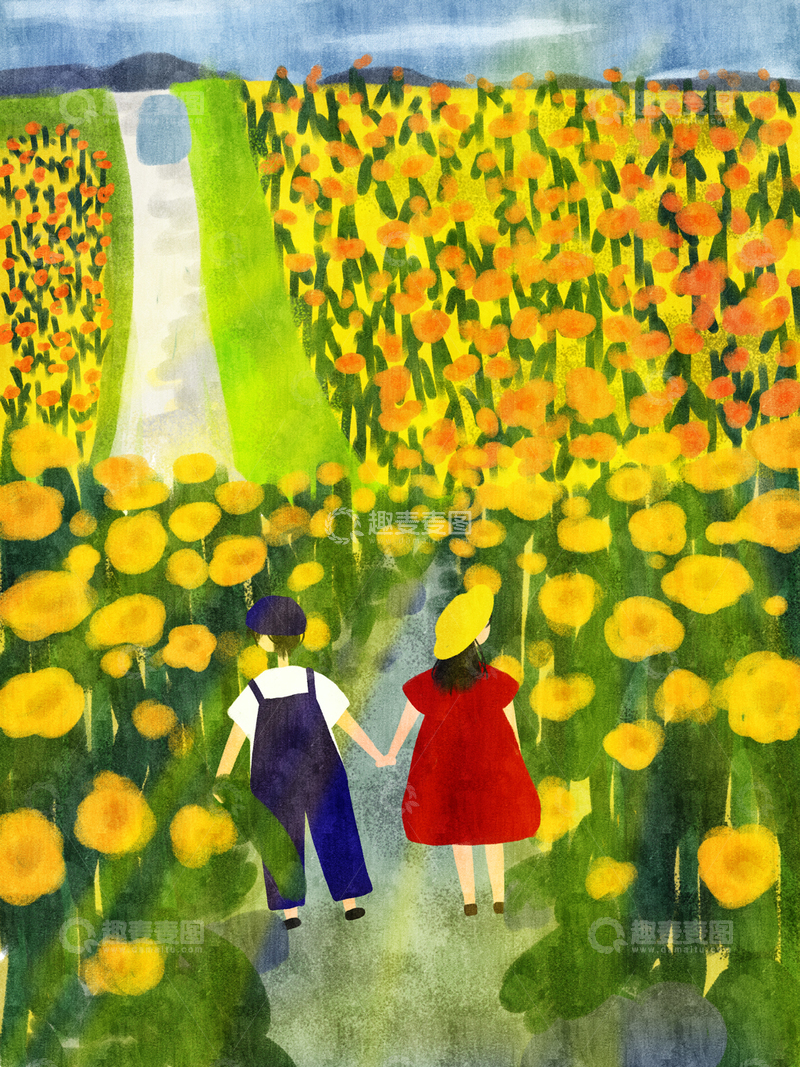 高清大图下载【趣麦麦图】原创治愈插画作品素材芒种时节1