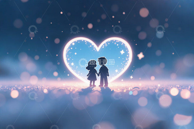 高清大图下载【趣麦麦图】七夕情人节情侣剪影03