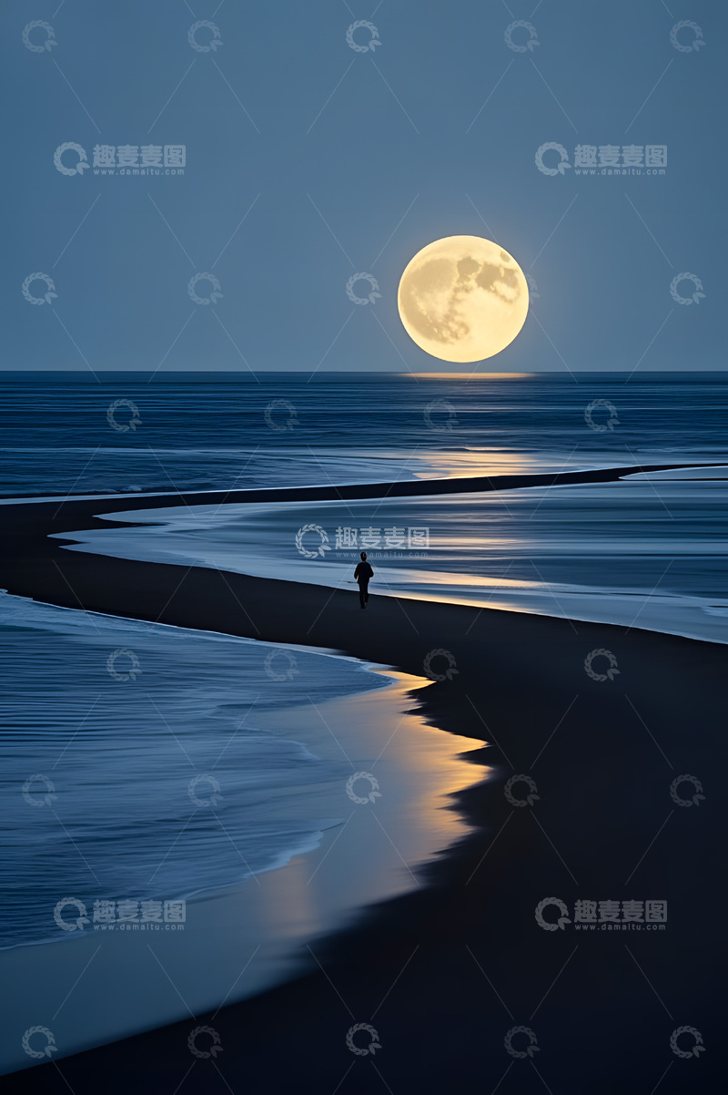 高清大图下载【趣麦麦图】唯美大海夕阳人物意境美景