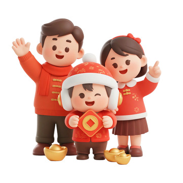 新年全家福免抠元素123