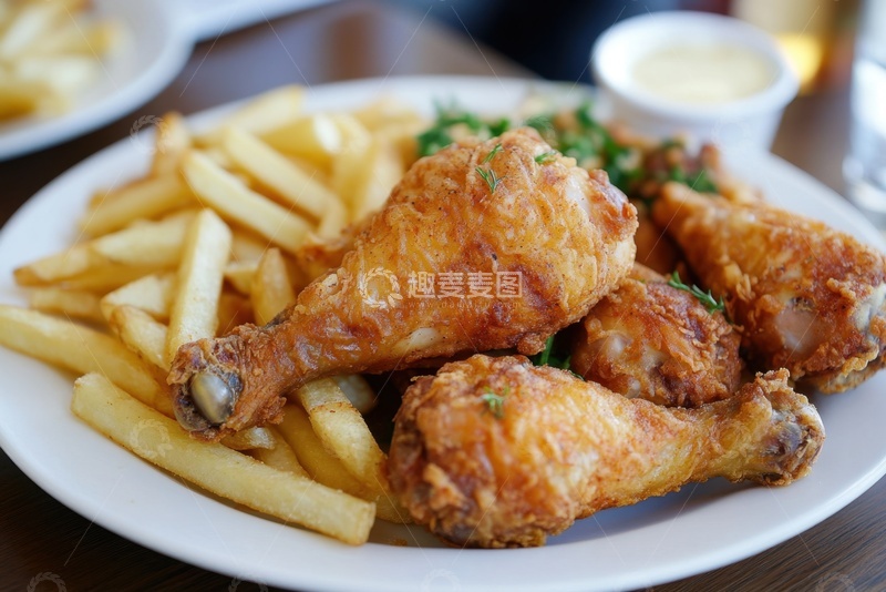 高清大图下载【趣麦麦图】炸鸡腿和炸薯条