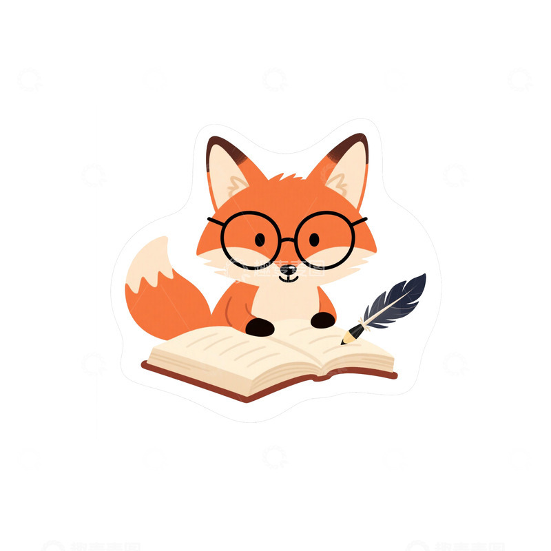 狐狸读书插画
