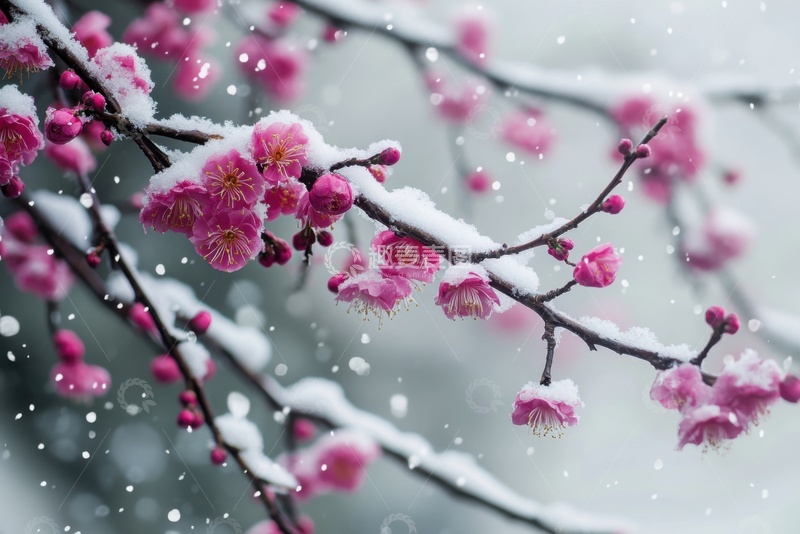 高清大图下载【趣麦麦图】落雪的梅花花枝