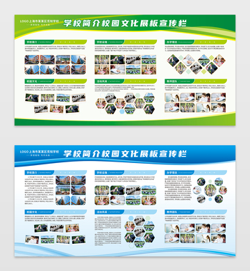 学校简介校园文化宣传栏展板CDR模板1