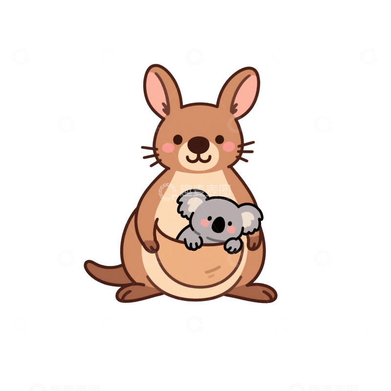 高清大图下载【趣麦麦图】袋鼠考拉插画卡通1