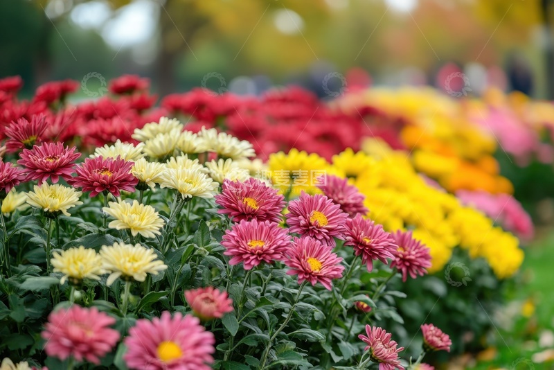 高清大图下载【趣麦麦图】-五颜六色的菊花花簇
