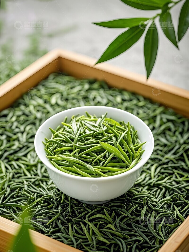 高清大图下载【趣麦麦图】杯中的茶叶绿茶产品图