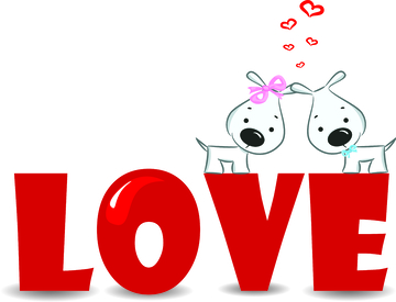 矢量卡通LOVE小狗