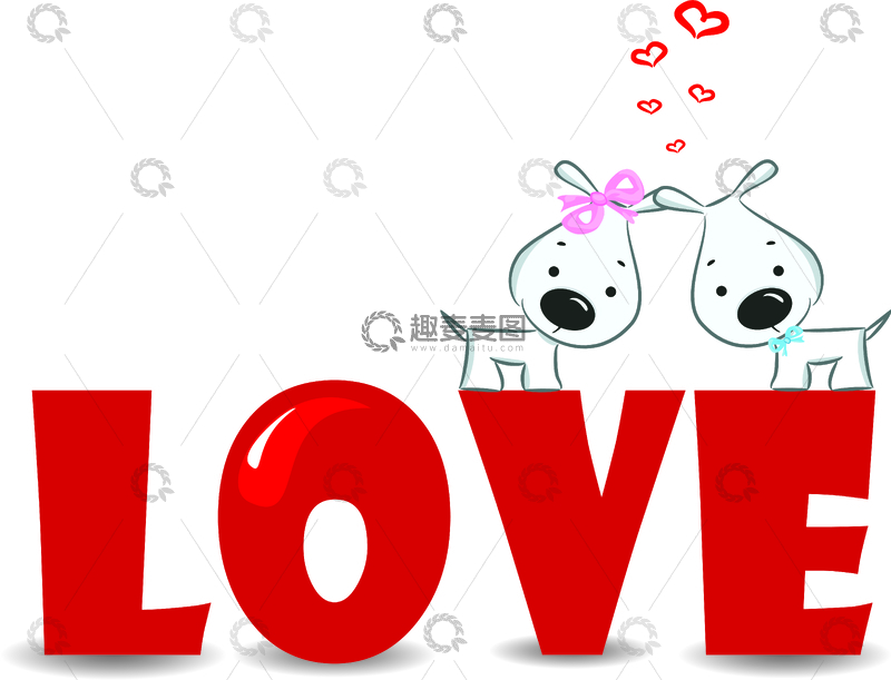 矢量卡通LOVE小狗