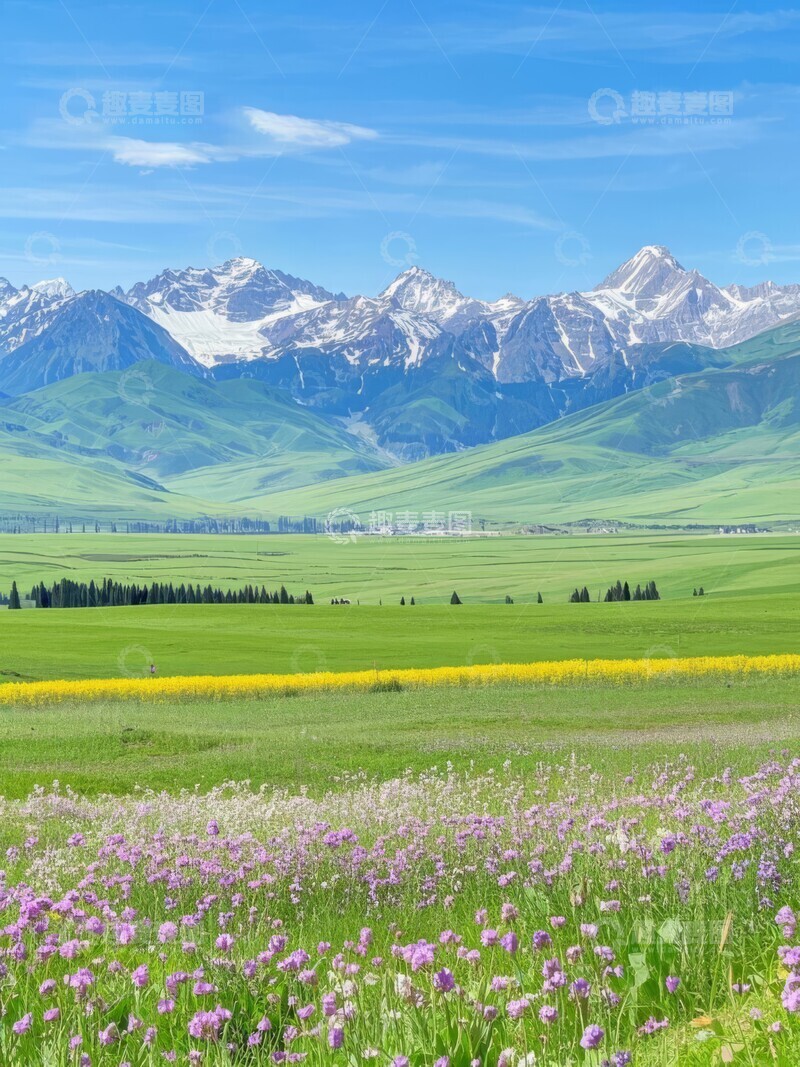 高清大图下载【趣麦麦图】雪山草原风景旅行摄影图
