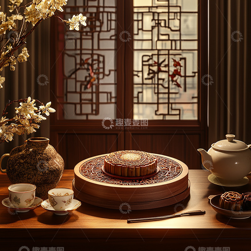 高清大图下载【趣麦麦图】中秋 月饼 茶点