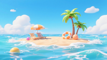 夏季电商banner背景沙滩海洋