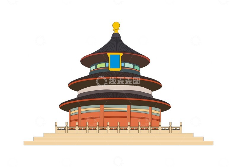 源文件下载【趣麦麦图】北京天坛,北京地标,地标建筑,天坛