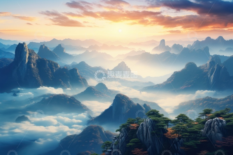 高清大图下载【趣麦麦图】群山云雾自然美景