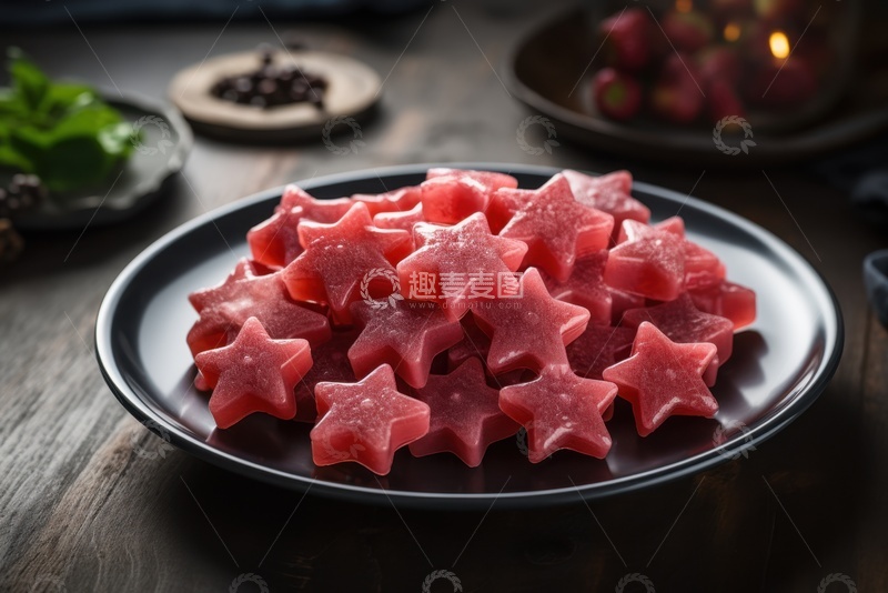 一盘水果味星星糖果