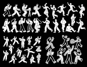 黑白矢量人物学生