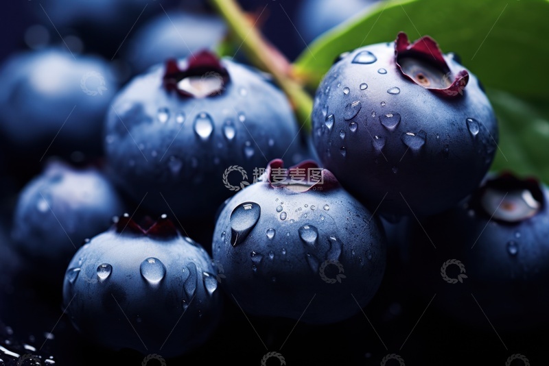 高清大图下载【趣麦麦图】新鲜的蓝莓颗粒特写摄影