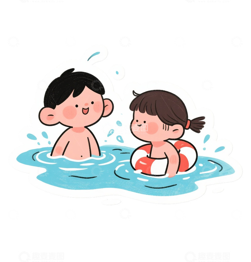 高清大图下载【趣麦麦图】夏季玩水的小孩