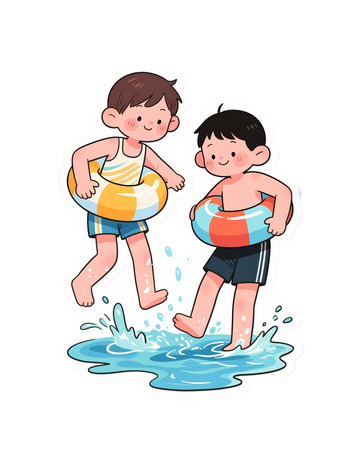 夏季玩水的小孩