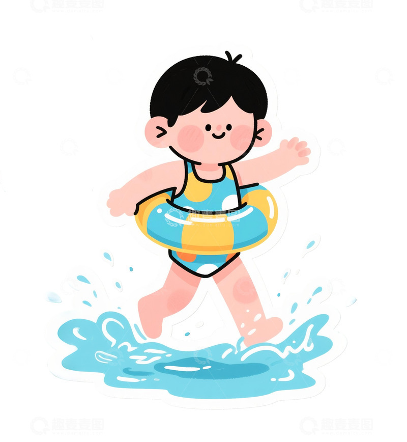 高清大图下载【趣麦麦图】-夏季玩水的小孩