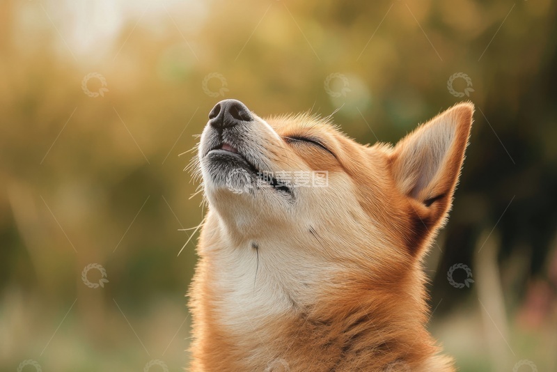 高清大图下载【趣麦麦图】仰头的可爱小狗