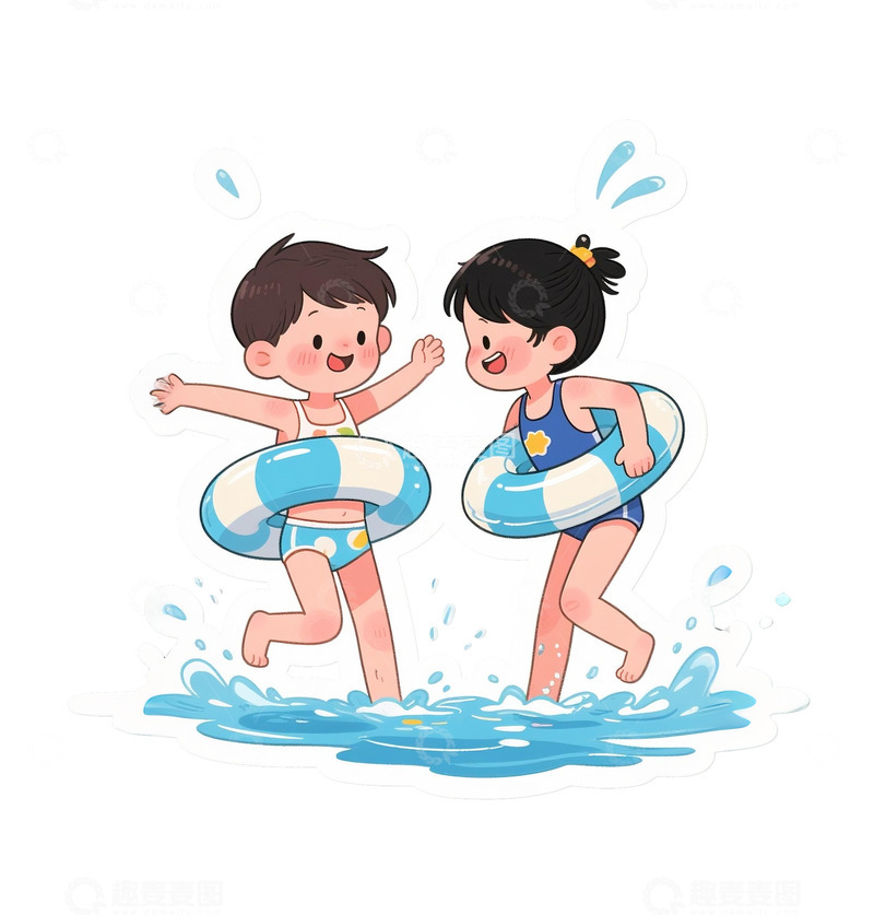 高清大图下载【趣麦麦图】-夏季玩水的小孩