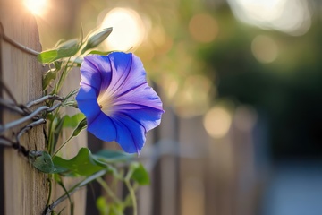 篱笆上缠绕的喇叭花