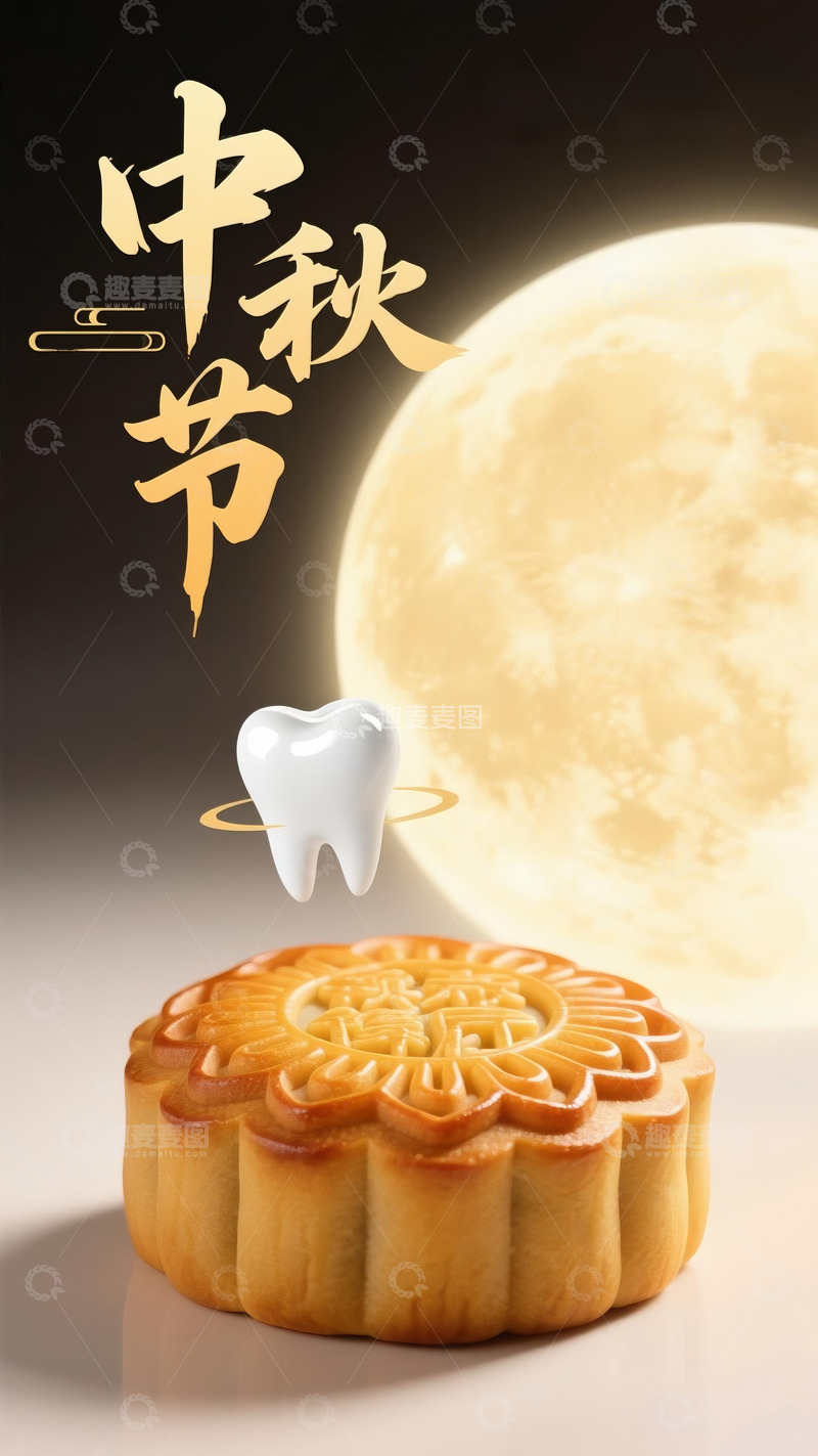 高清大图下载【趣麦麦图】口腔牙科中秋节4