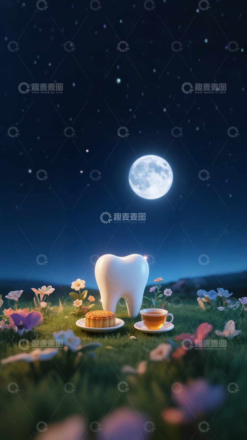 高清大图下载【趣麦麦图】口腔牙科中秋节6