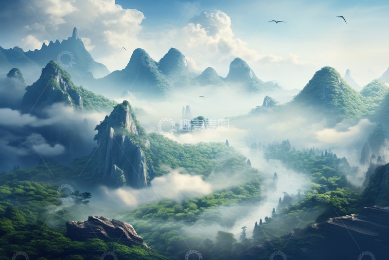 高清大图下载【趣麦麦图】高山云雾自然风景