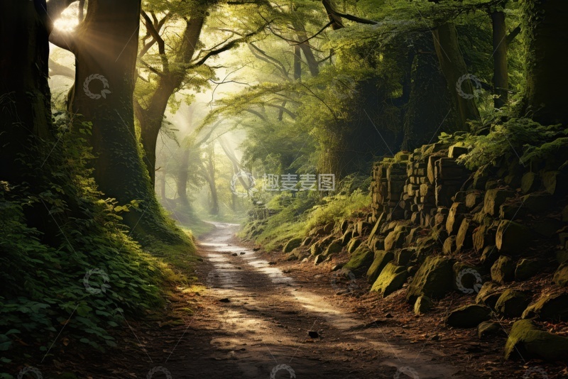 高清大图下载【趣麦麦图】深山里的大树土路