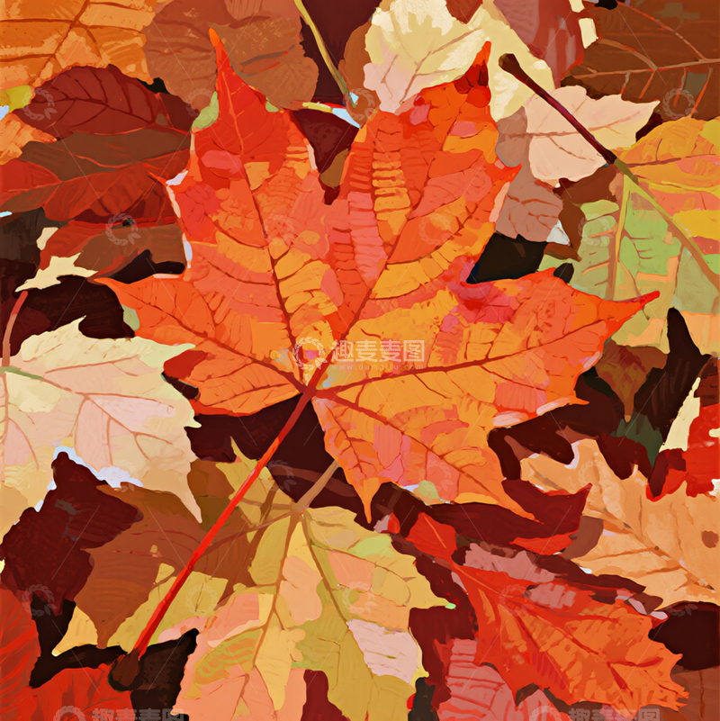 高清大图下载【趣麦麦图】金秋枫叶红.
