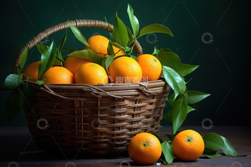高清大图下载【趣麦麦图】一篮筐橙子水果