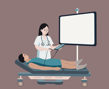 医生为患者检查插画