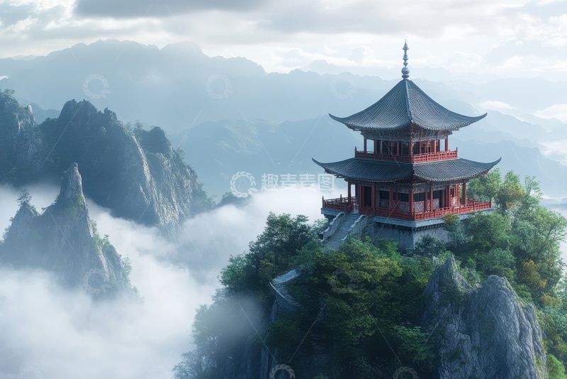 高清大图下载【趣麦麦图】山顶上修建的塔楼