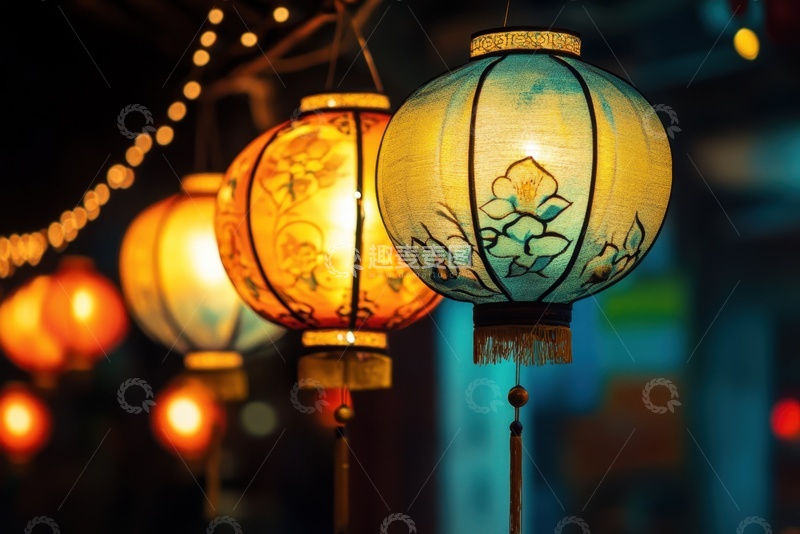 高清大图下载【趣麦麦图】复古花灯集市