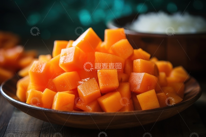 高清大图下载【趣麦麦图】一盘切块的木瓜