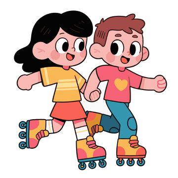 两个滑冰的小孩