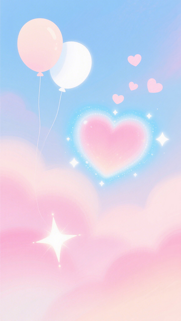 梦幻粉蓝爱心气球背景素材