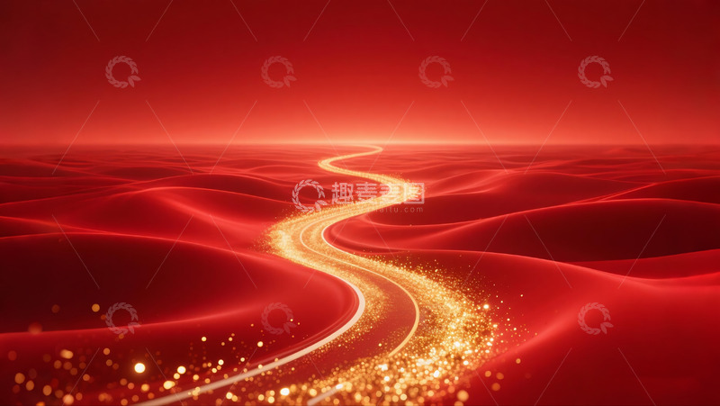 高清大图下载【趣麦麦图】红色金色闪光道路KV背景