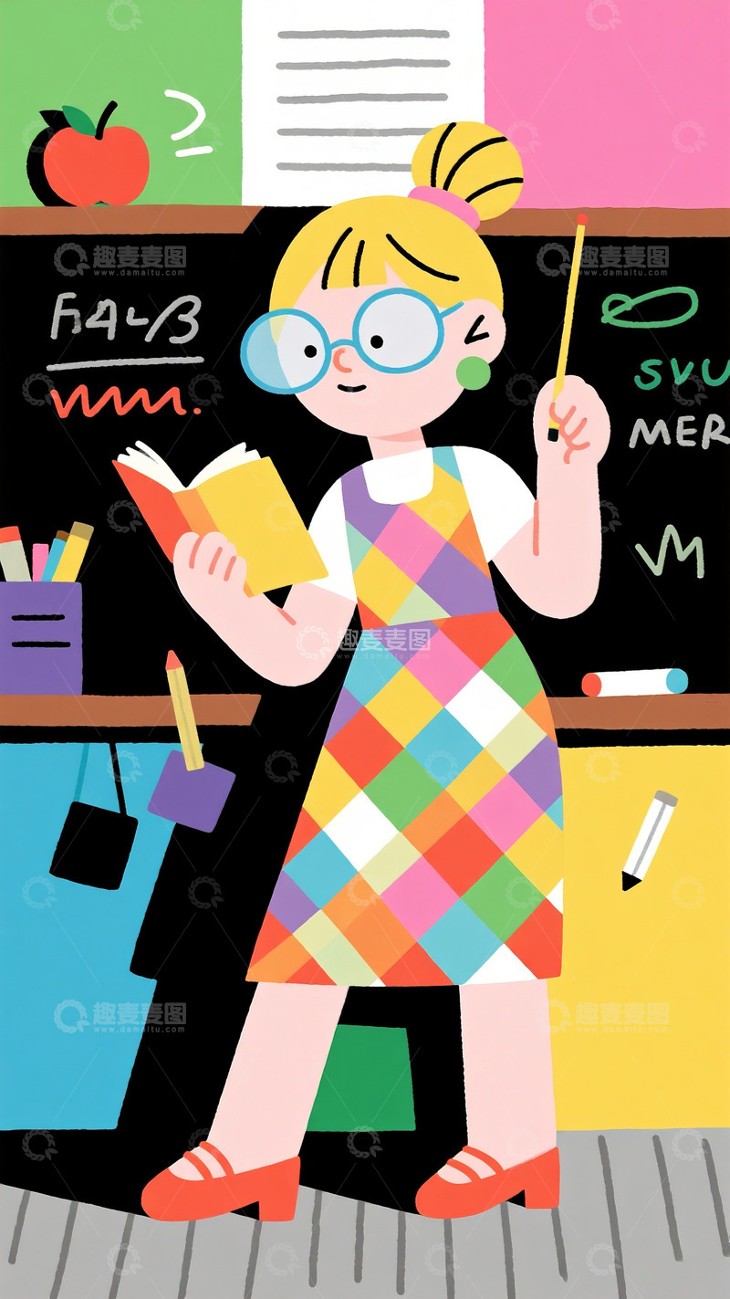 高清大图下载【趣麦麦图】个性教师素材