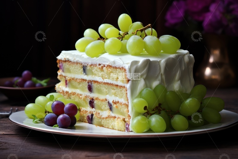 高清大图下载【趣麦麦图】夹心葡萄奶油蛋糕