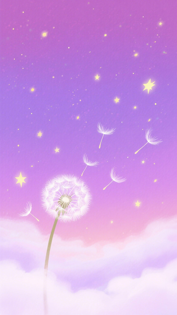 粉紫蒲公英星光背景素材