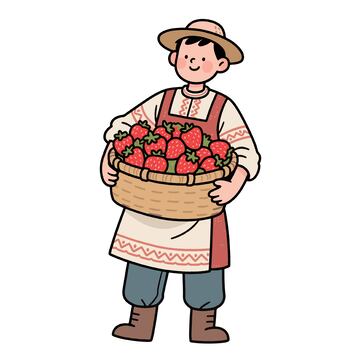 农夫抱着一筐草莓