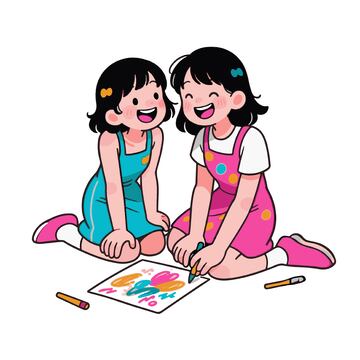 两个画画的女孩