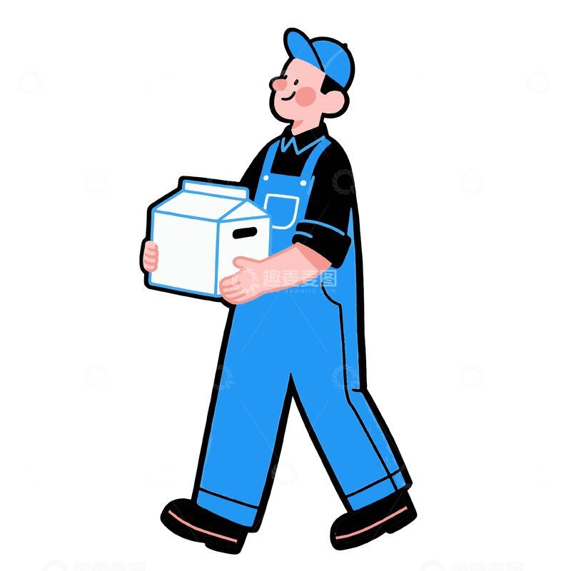 源文件下载【趣麦麦图】送牛奶的工人