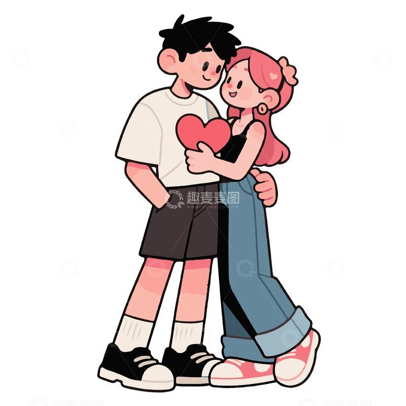源文件下载【趣麦麦图】卡通情人情侣