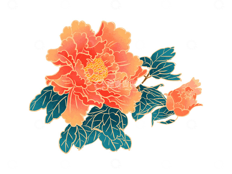 源文件下载【趣麦麦图】国庆节节日牡丹芍药花朵花卉绿叶