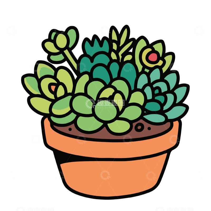 源文件下载【趣麦麦图】卡通多肉植物02